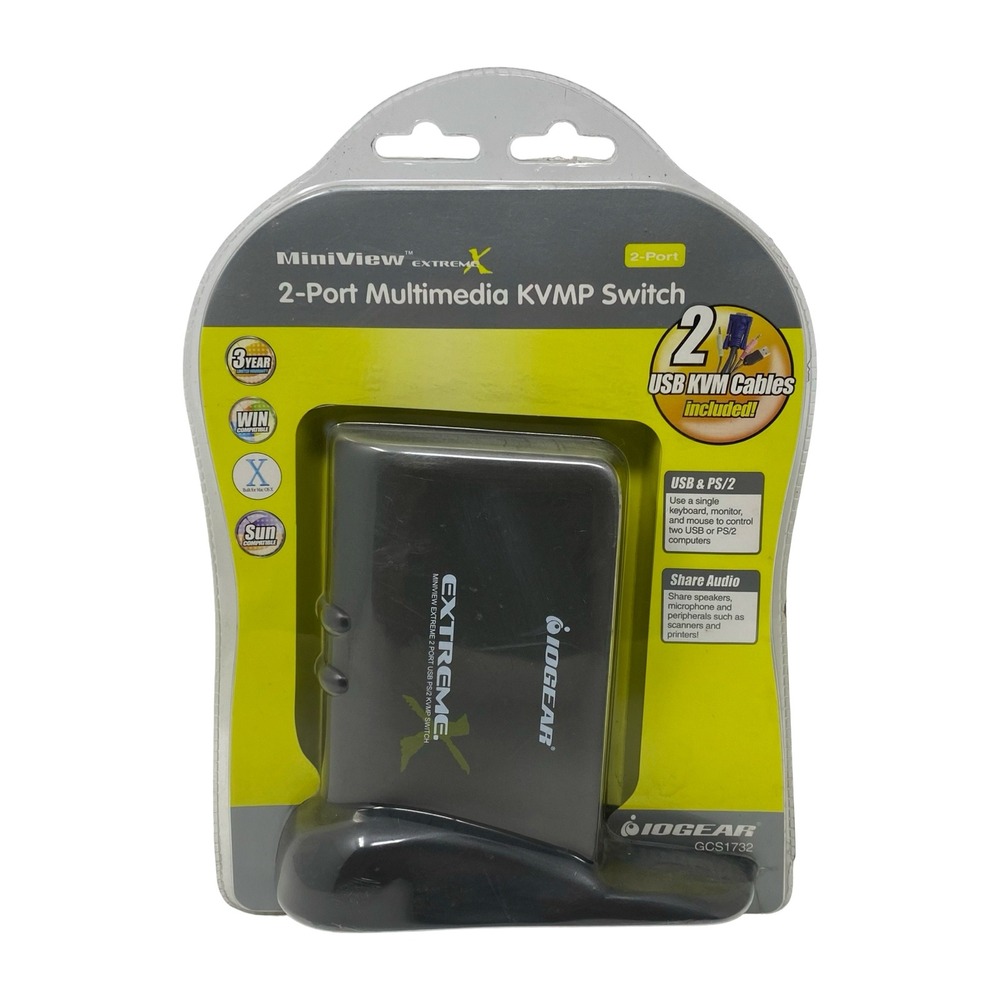 IOGEAR GCS1732‎ MiniView Extreme 2-Port Multimedia KVMP Switch USB PS/2 New